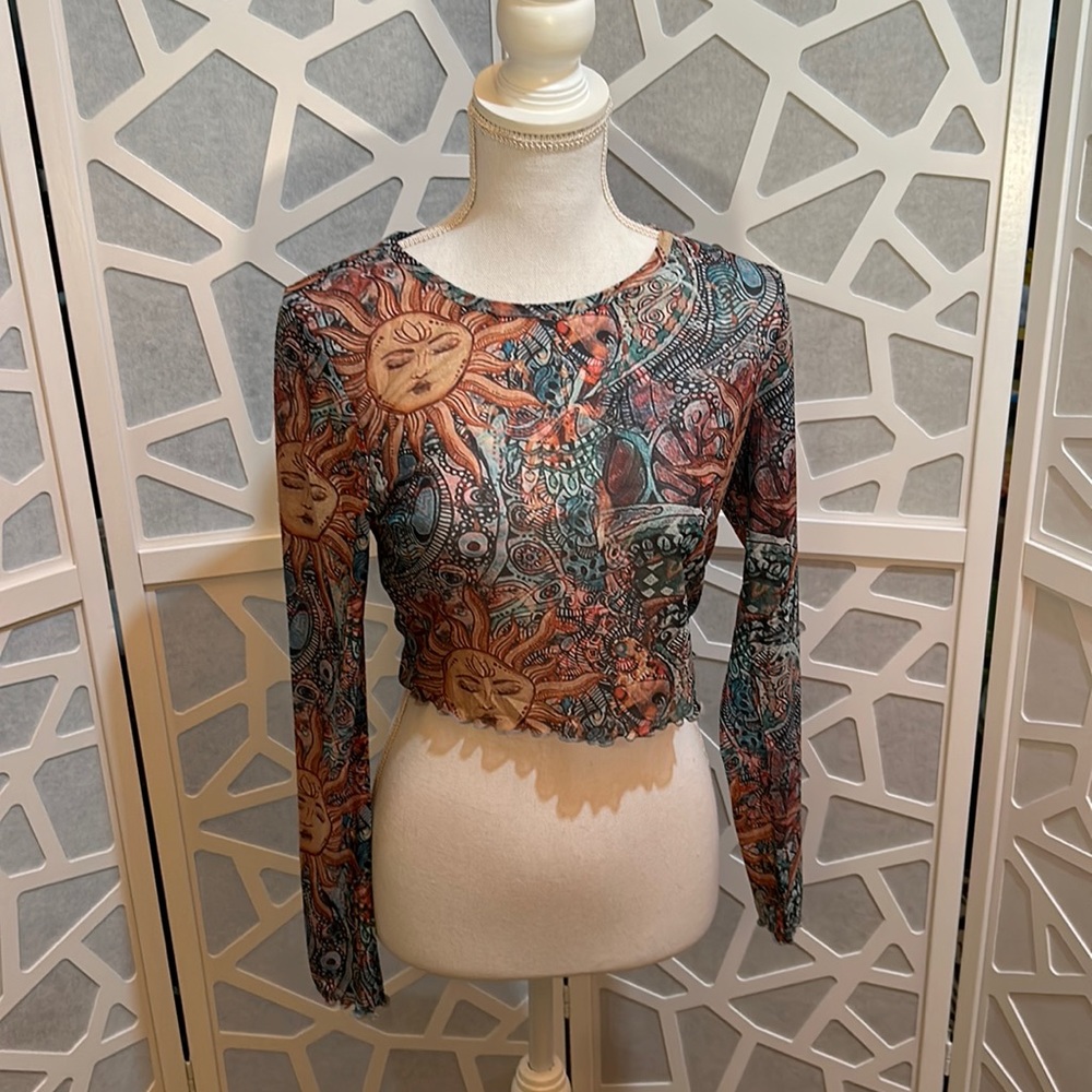 Sheer long sleeve top